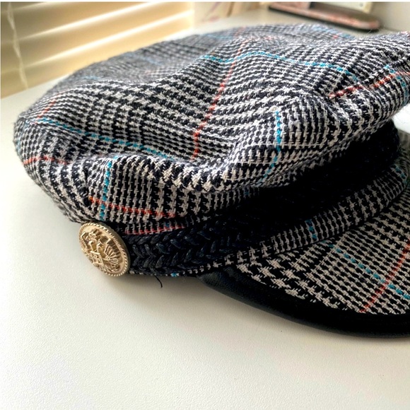 NWOT TopShop Chic Houndstooth Baker Boy Hat - Picture 4 of 6